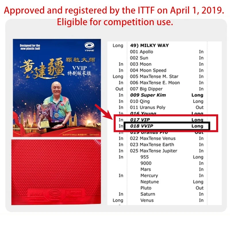 YINHE Huang Jianjiang VIP VVIP - Table Tennis Xiom Rubber のレビューと価格